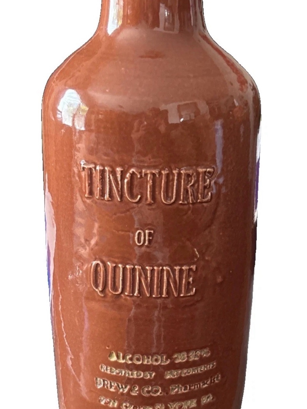 Vintage-Style Tincture of Quinine Decorative Bottle - Brown
